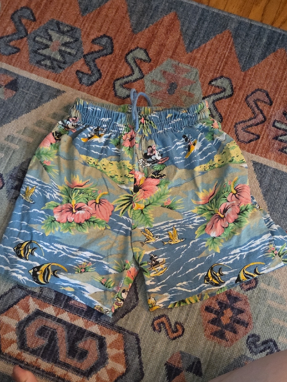 Vintage Disney Mickey Minnie Tropical Print Shorts Small